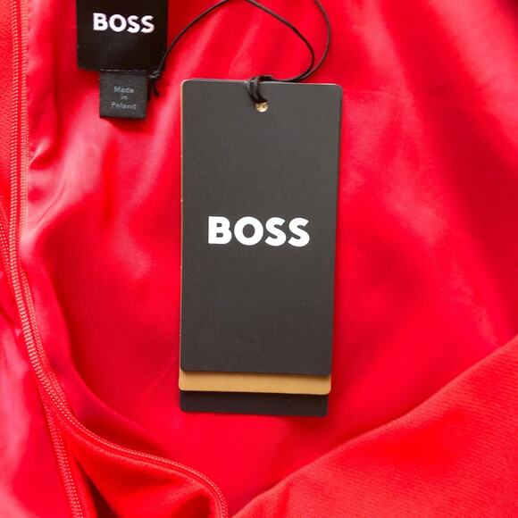 Hugo Boss Domingana Red Square Neck Sheath Dress Women's Size 10 US NWT - Picture 10 of 16